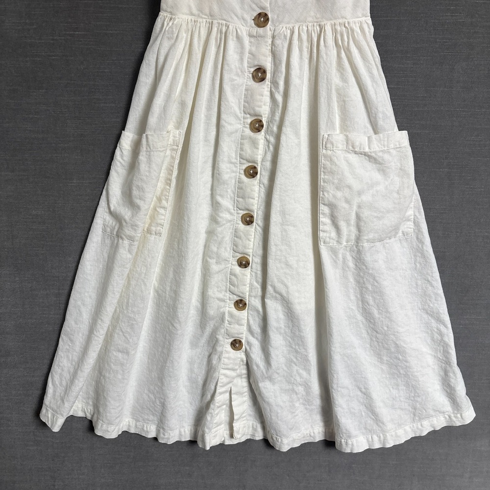 Urban Outfitter Cooperative Dress S Cream Linen Midi Sundress Summer Smocked - Picture 4 of 9